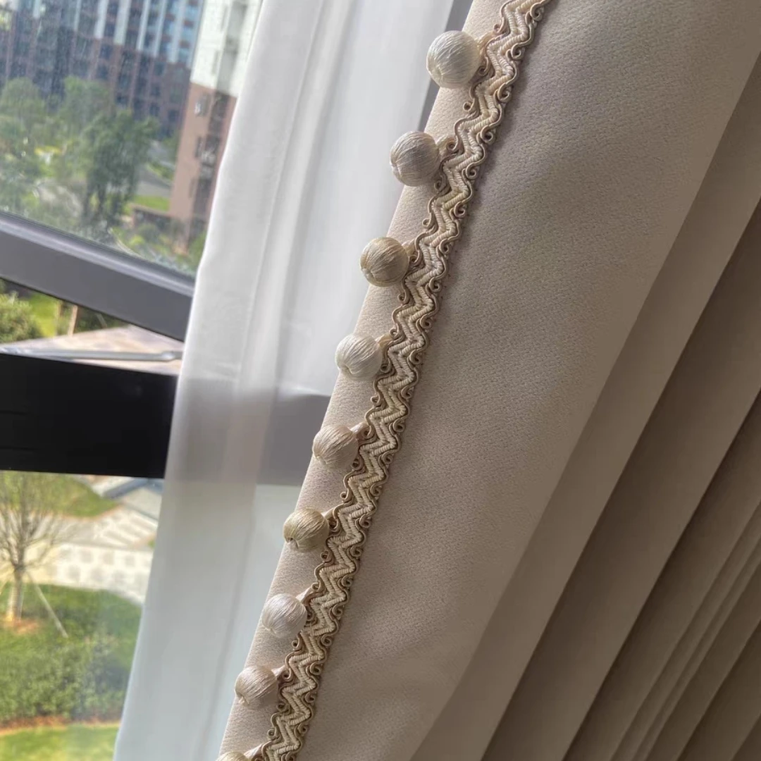 窗帘珠子花边配件装饰辅料包丝木珠法式简约现代窗纱吊坠立边点缀