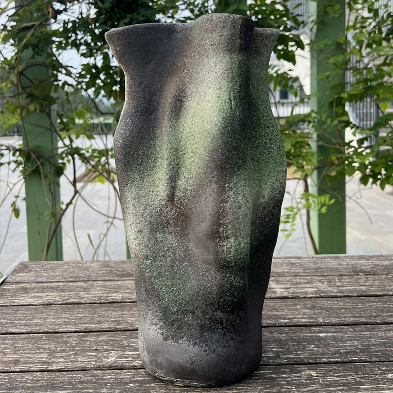 景德镇侘寂风高级感陶瓷花瓶摆件客厅插花民宿装饰