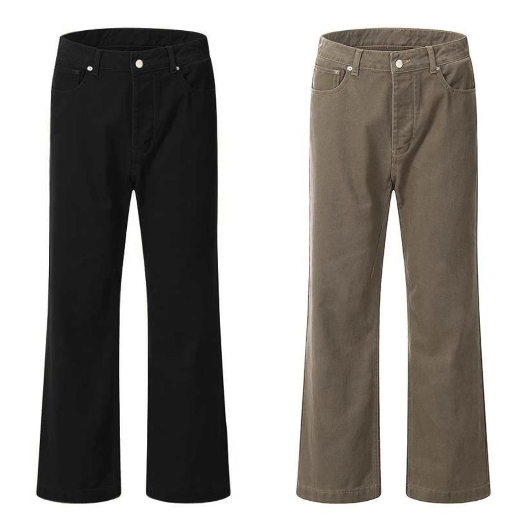 美式复古美拉德棕色牛仔裤男女cleanfit潮牌宽松微喇裤百搭垂感