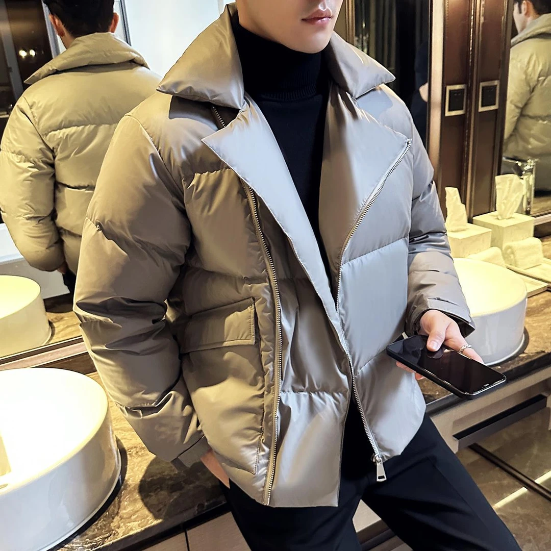 西装领轻薄羽绒服男保暖2024年新款商务休闲百搭帅气男装外套M