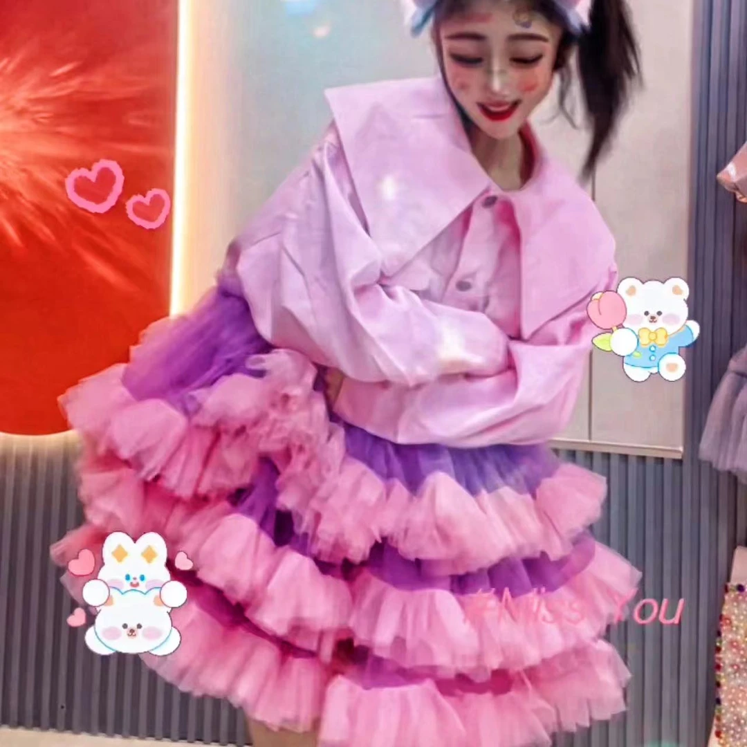 1166【熙妮定制】泰潮设计师款私人定制可爱减龄娃娃脸拼纱牛仔上衣