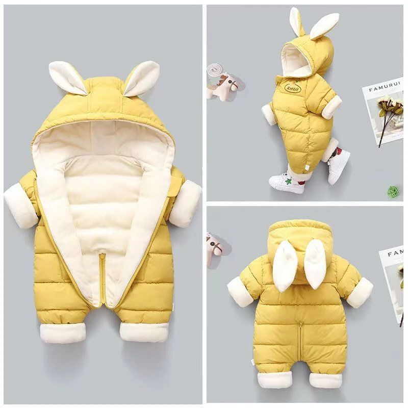 婴幼儿童连体爬爬服秋冬新款加绒加厚小宝宝哈衣保暖外出抱服冬装