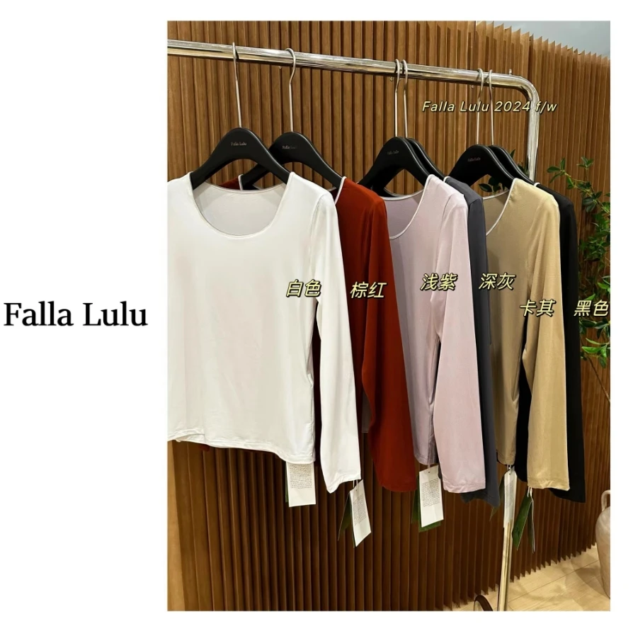 @英子家 小奶皮打底衫 内搭保暖亲肤舒适圆领长袖上衣T恤 Y4336