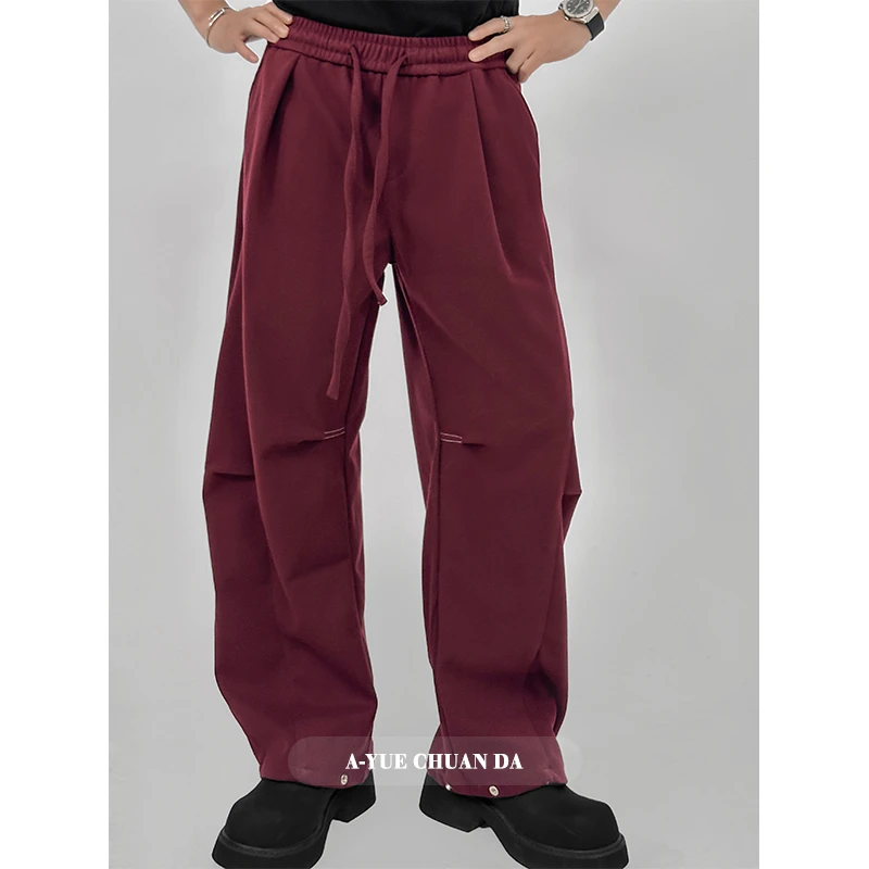 A YUE 秋冬新款潮流美式设计感立体裁剪百搭宽松弯刀休闲裤