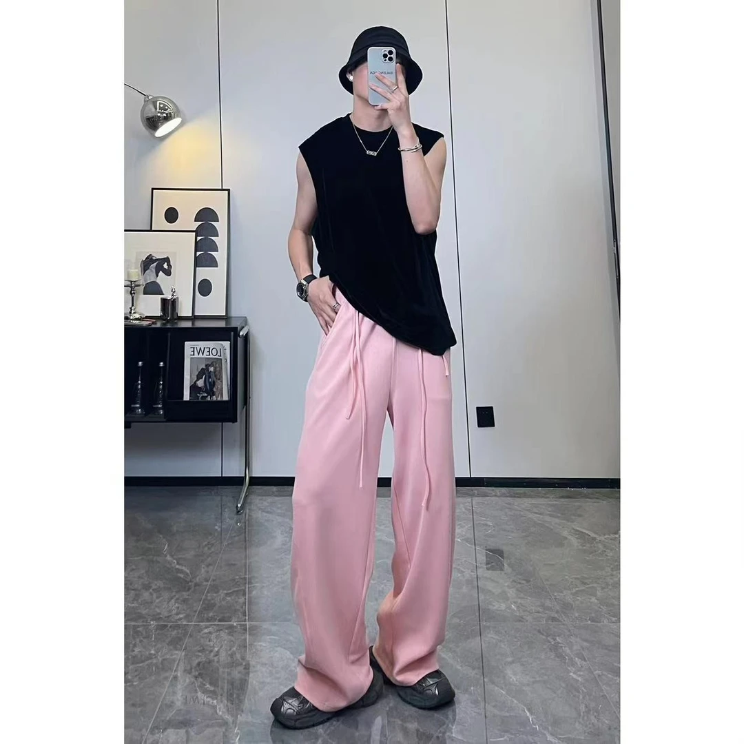 AYUE2024香蕉版型阔腿裤纯色百搭休闲风显瘦垂感男裤休闲裤