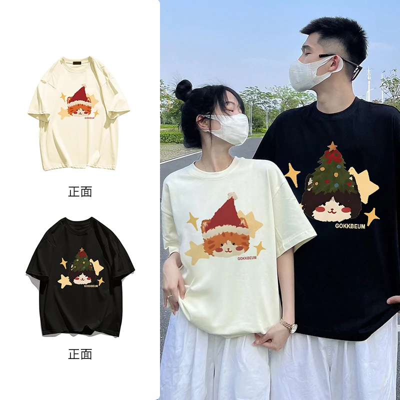 PRPN纯棉夏季短袖小众设计感穿搭休闲圆领宽松情侣装上衣#N0437