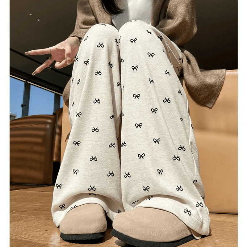 2025新款糯米裤女裤春秋慵懒风宽松软糯高腰垂感休闲裤针织阔腿裤