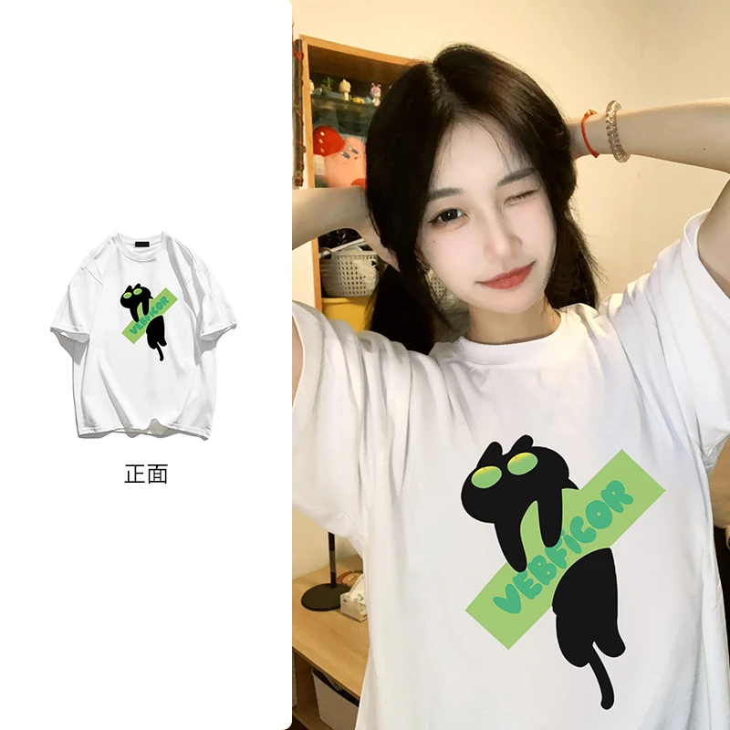 PRPN设计感小众纯棉短袖T恤女夏季潮牌美式穿搭宽松情侣装#N442