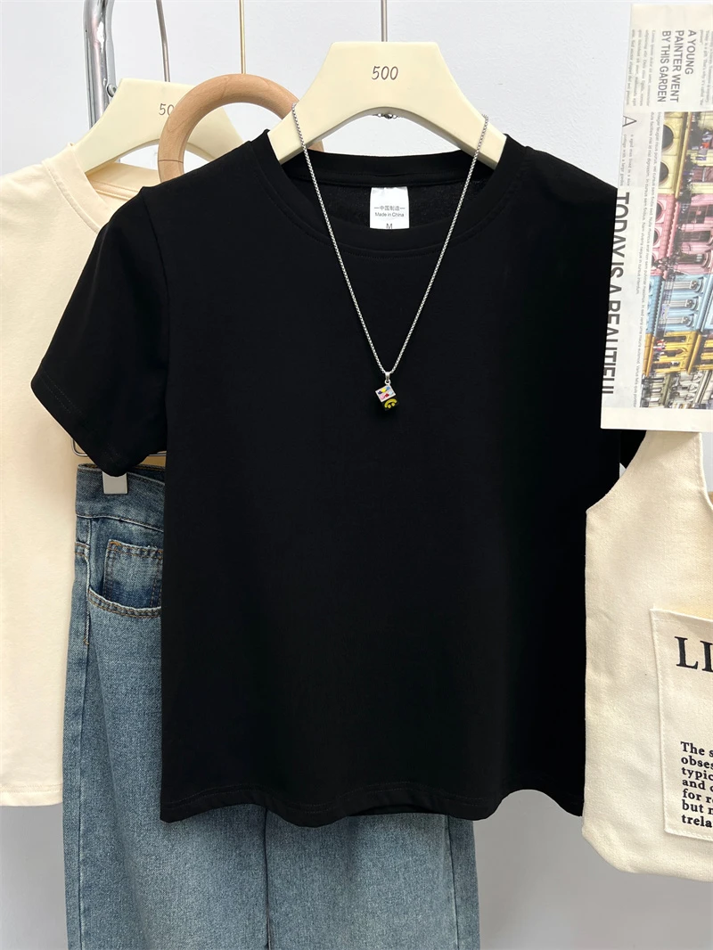 基础款正肩短袖T恤女夏2024新款气质显瘦小众圆领上衣服佐朗格奴