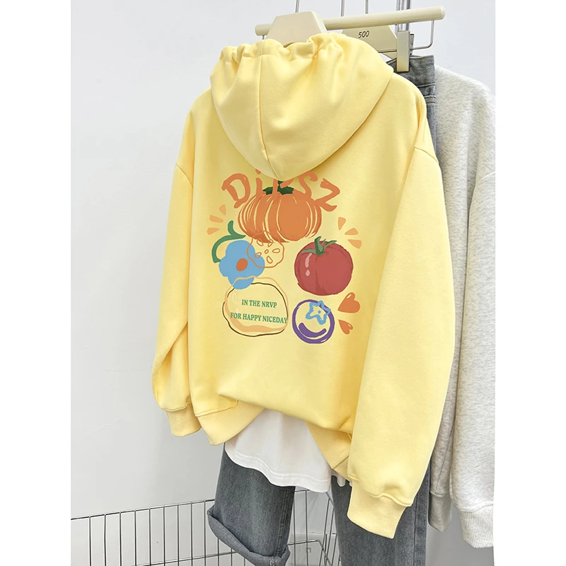 连帽套头卫衣女秋冬2024新款韩版慵懒风宽松休闲加绒加厚帽衫上衣