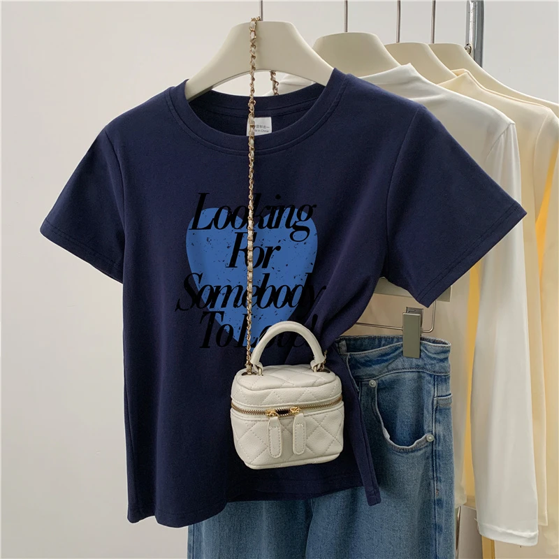 正肩t恤短袖女装2024夏季网红爆款小衫显瘦时尚流行百搭圆领上衣