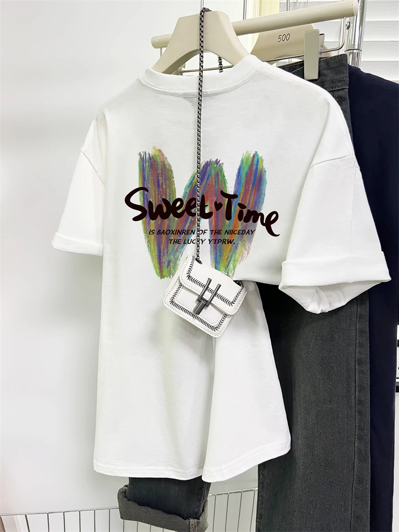 潮流ins字母印花纯棉大码短袖T恤女夏季新款宽松休闲半袖体恤上衣