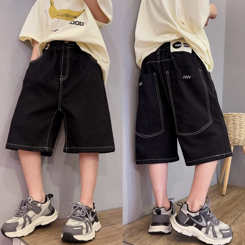 男童夏季新款牛仔中裤百搭休闲款中大童韩版宽松儿童薄款五分裤潮