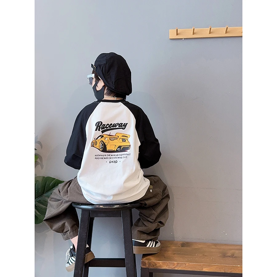 男童秋季新款插肩袖T恤2024休闲