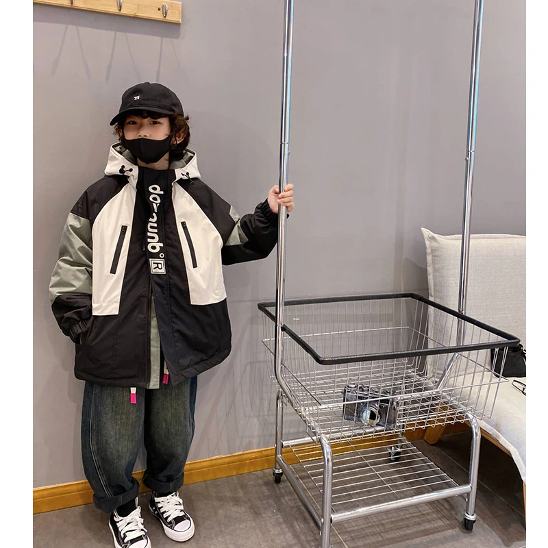 男童冬季新款加厚连帽棉衣时尚潮流洋气保暖款2023夹棉儿童冬装潮