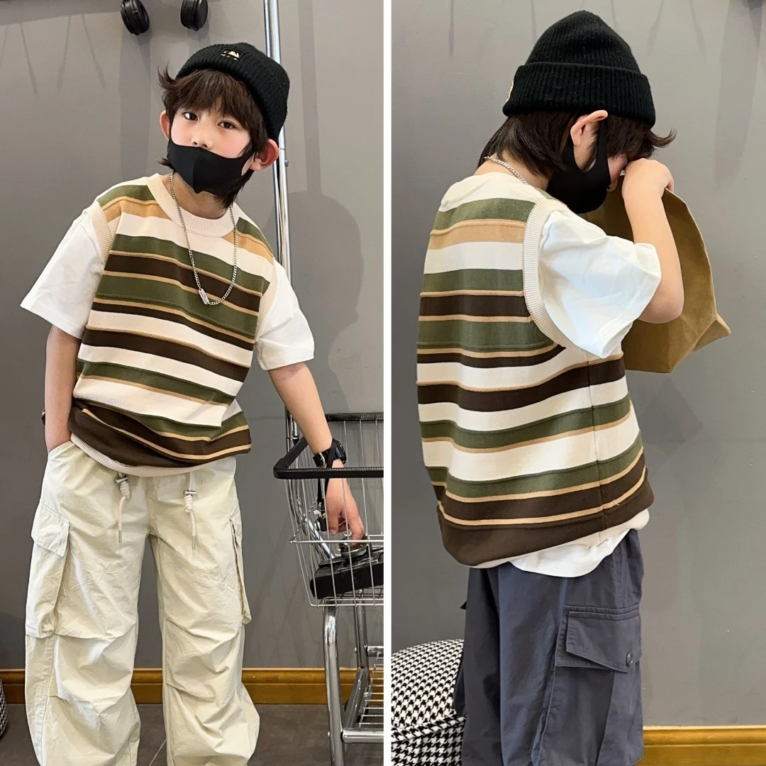 2024春夏款男童针织毛线马甲新款