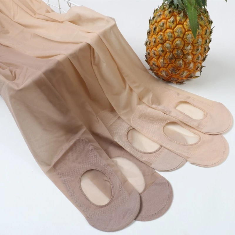 2双 小个子春秋天鹅绒丝袜女超薄款防勾丝菠萝连裤袜脚底开洞免脱