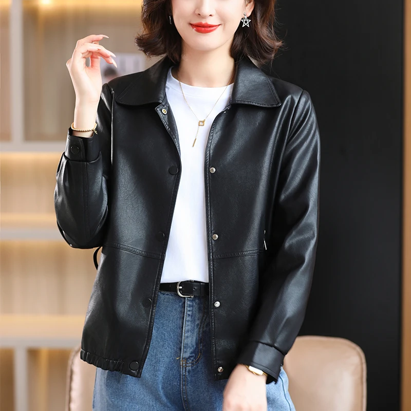 短款皮衣外套女2025年春季新款小个子宽松显瘦时尚休闲百搭皮夹克