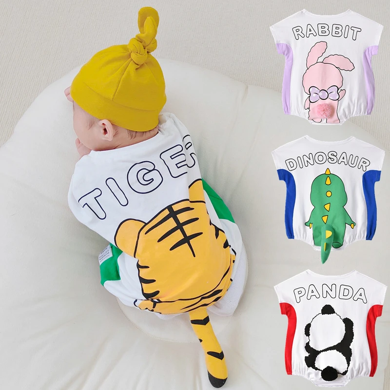 超萌可爱婴儿包屁衣男女宝宝三角哈衣新生儿童短袖连体衣薄款夏季
