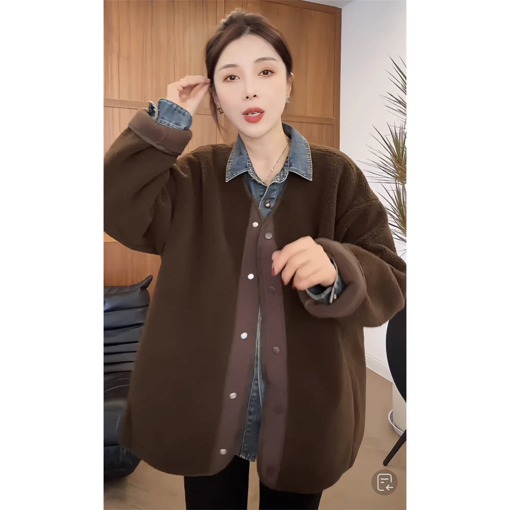 高级感毛毛外套女2024新款秋冬加厚时尚毛毛外套上衣潮休闲宽松