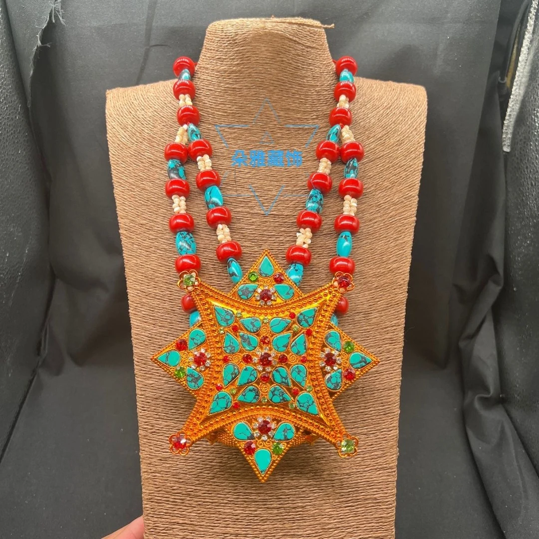 铜合金仿珍珠项链 朵雅藏饰藏饰民族风项链宽12厘米藏族饰品挂件