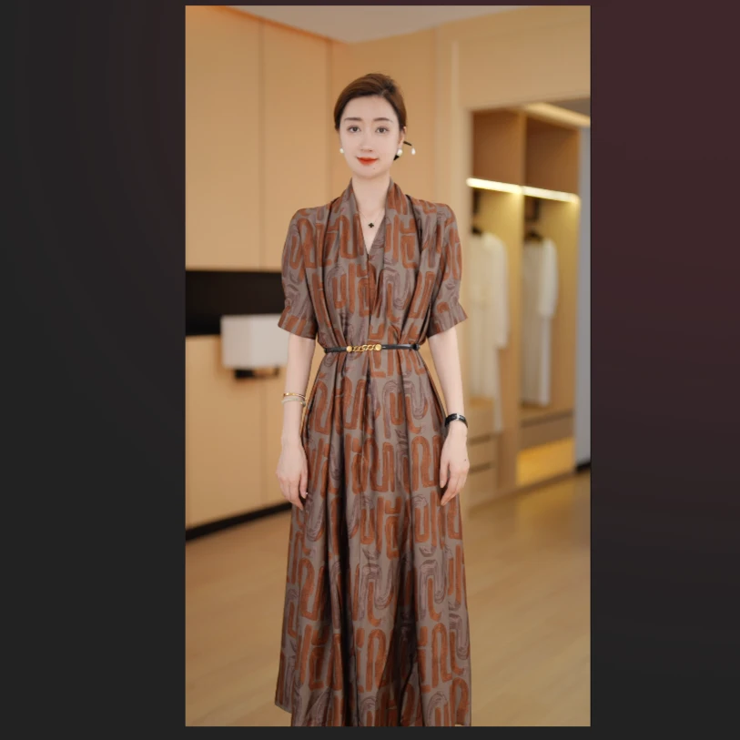 哥特花园 夏季高端复古轻奢有设计感显瘦气质长款连衣裙