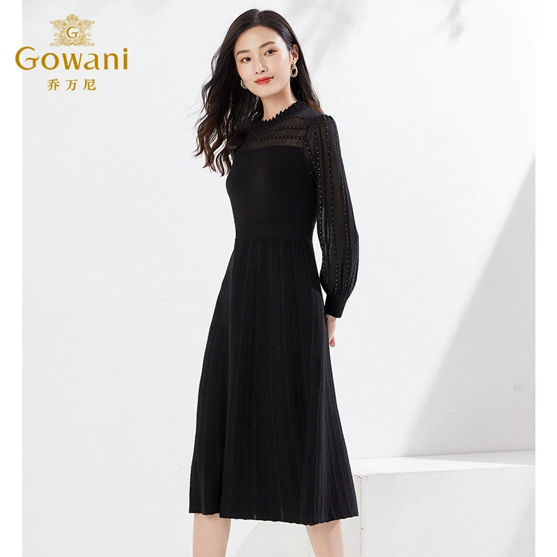 乔万尼2025新款羊毛针织连衣裙商场同款A字长裙EI3M276501