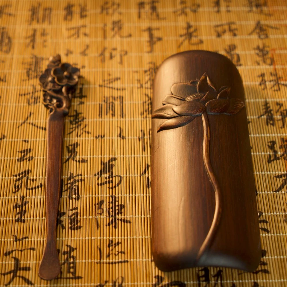 【四君子】竹制茶则梅兰竹菊荷花茶则茶匙