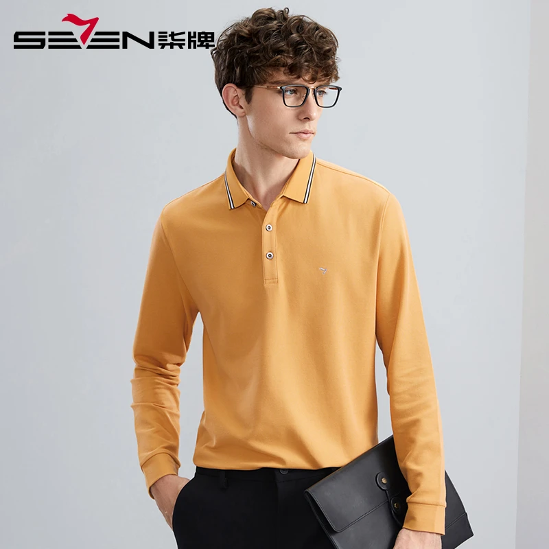 柒牌抗菌Polo衫男长袖 2023秋季新款中年男士商务休闲爸爸翻领T恤
