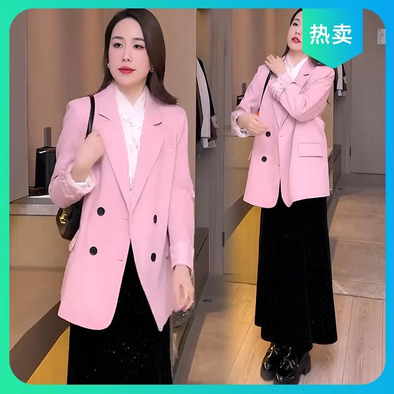 2025春秋新款国风盘扣西装外套女高级感时髦气质双排扣小西服上衣