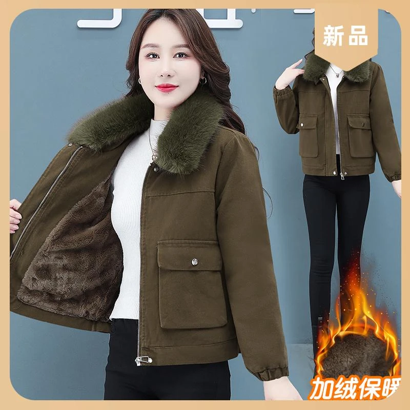 2025年新款小个子减龄短款派克服外套女棉衣棉服加绒加厚爆款冬装