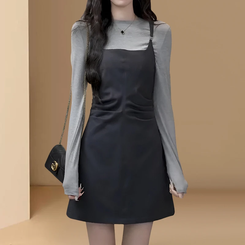 小个子穿搭一整套装女春秋时尚盐系轻熟吊带裙炸街网红爆款两件套