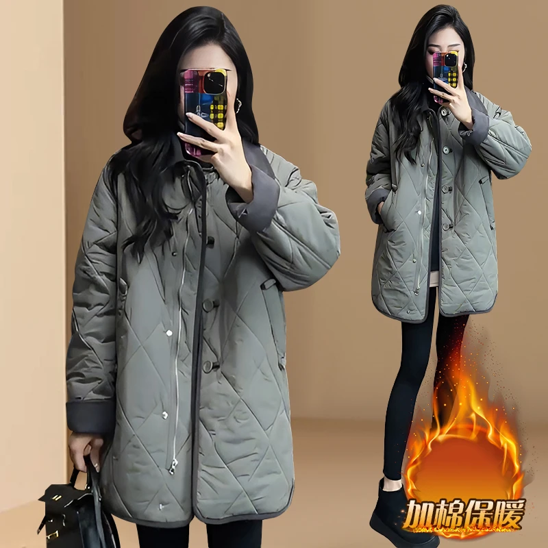 菱格棉衣棉服女2025秋冬季新款设计感加厚复古保暖显瘦外套上衣潮