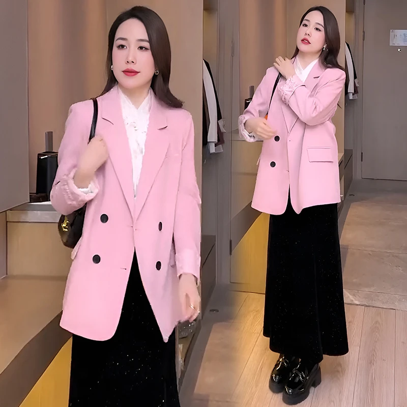 国风盘扣西装外套女2025春秋新款高级感时髦气质双排扣小西服上衣