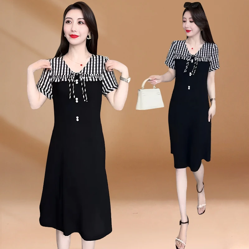 假两件连衣裙子女2025年新款夏季小个子洋气大码气质时尚中长裙