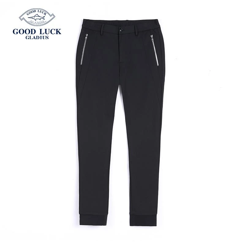 德鲨鲨鱼秋季新款针织休闲裤百搭时尚长裤-F277511