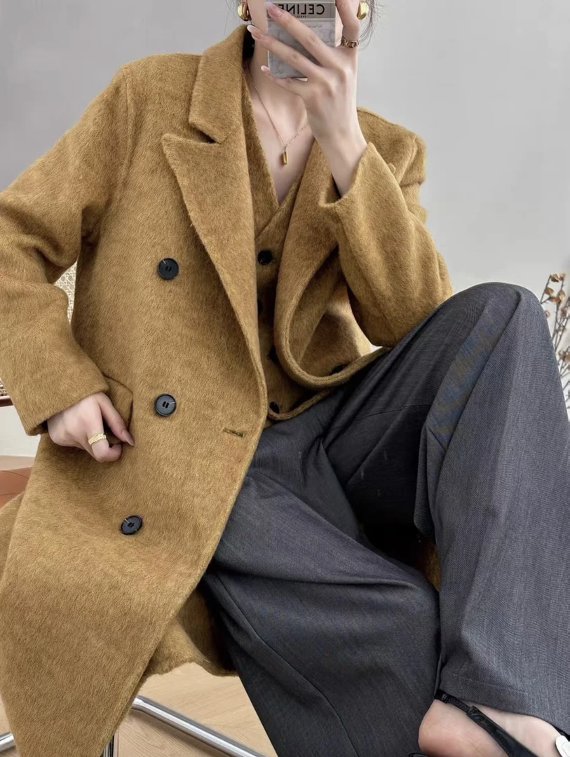 双面羊毛大衣女24秋冬款气质韩系百搭通勤西装款