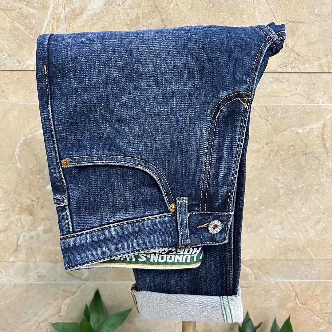 2024秋冬新款男士牛仔裤修身直筒抓绒保暖弹力高品质牛仔爆款男