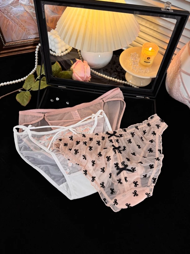 "薄雾玫瑰“ 性感蕾丝蝴蝶结内裤