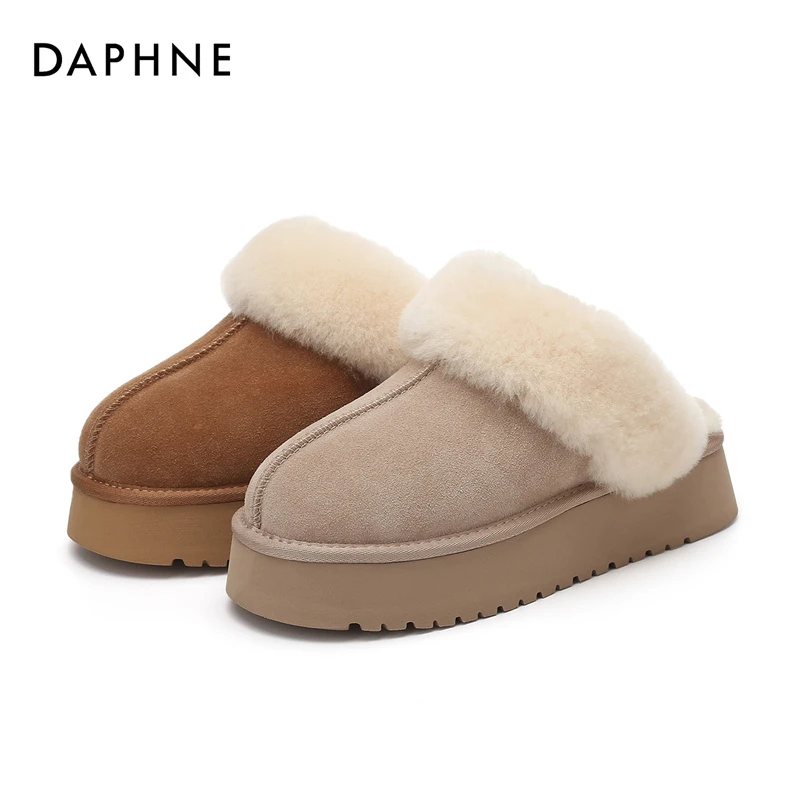 Daphne/达芙妮冬季新款加绒保暖增时尚高雪地靴拖鞋4023608023