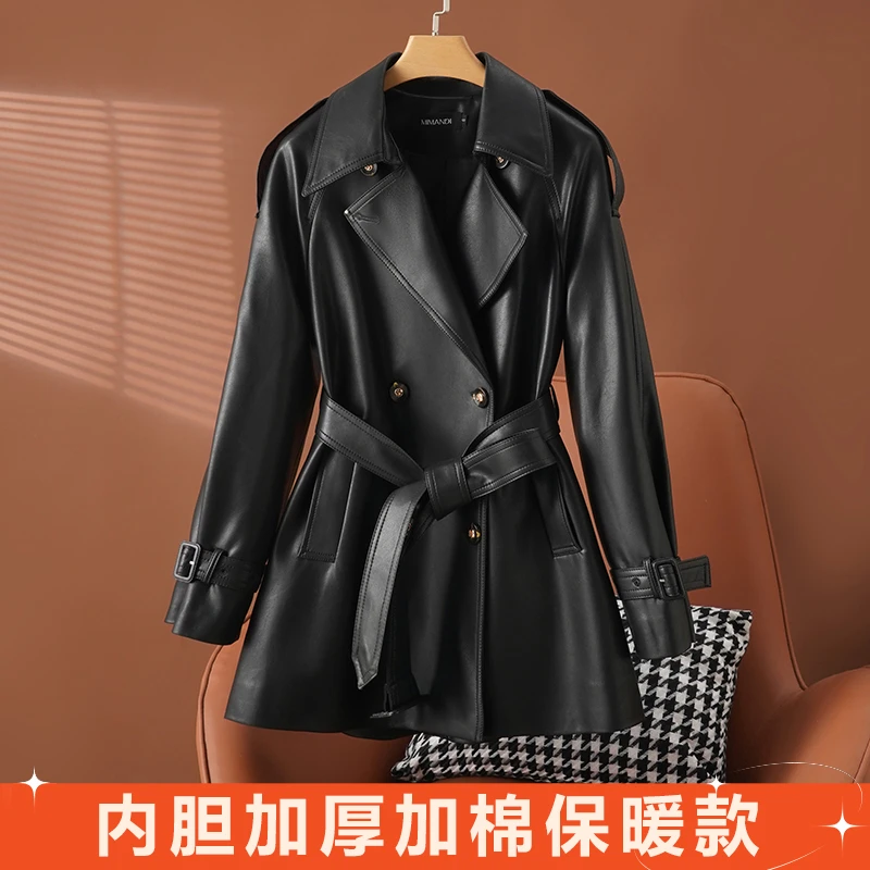 宸宸2真皮皮衣女中长款宽松绵羊皮外套皮风衣时尚外套