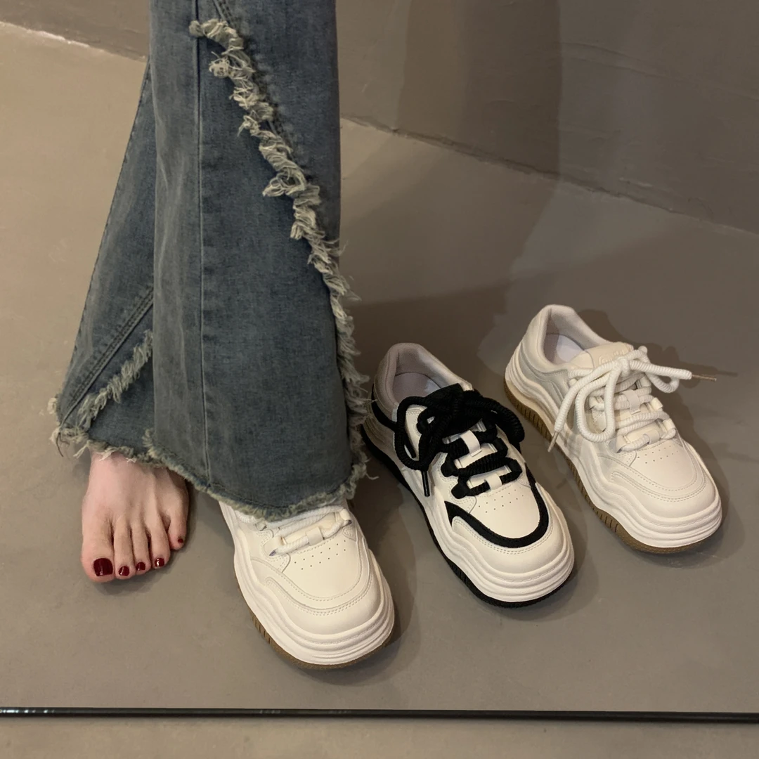 【贾不假】百搭小白鞋2023秋季新款时尚厚底秋季女款运动潮流休闲鞋