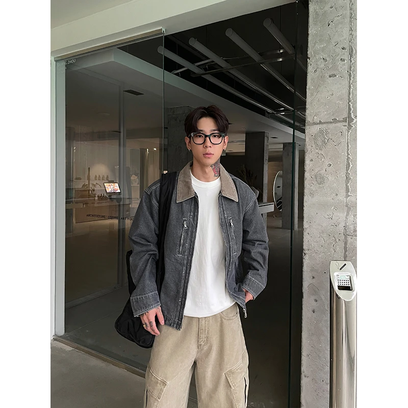 OXFREAK 24FW「结构拼领复古」短款牛仔夹克男宽松秋季外套潮牌
