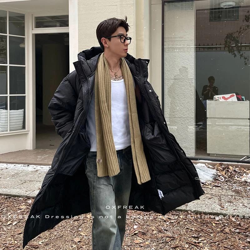 OXFREAK 24FW「户外防寒」90白鸭绒中长款羽绒服男连帽派克服冬季