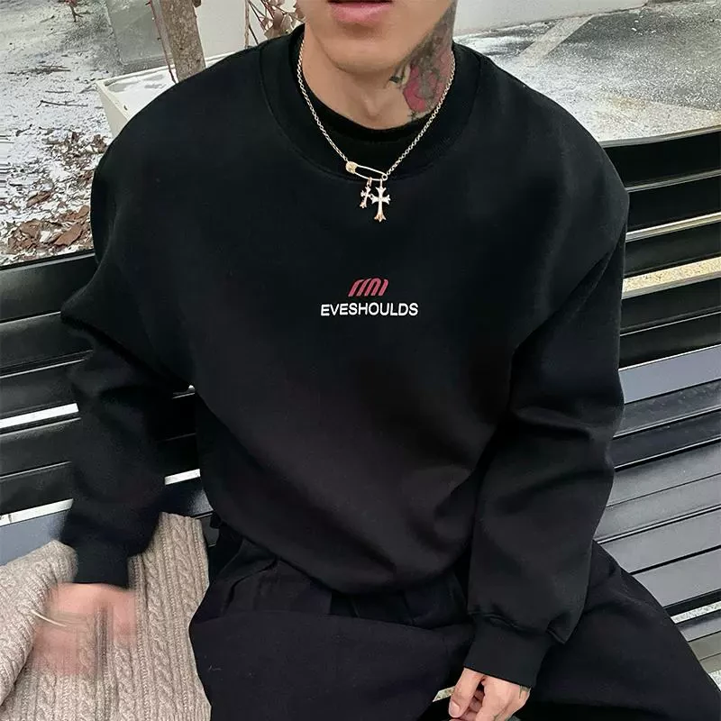 OXFREAK 24FW「英文印花 落肩」秋冬圆领加绒加厚卫衣男宽松休闲