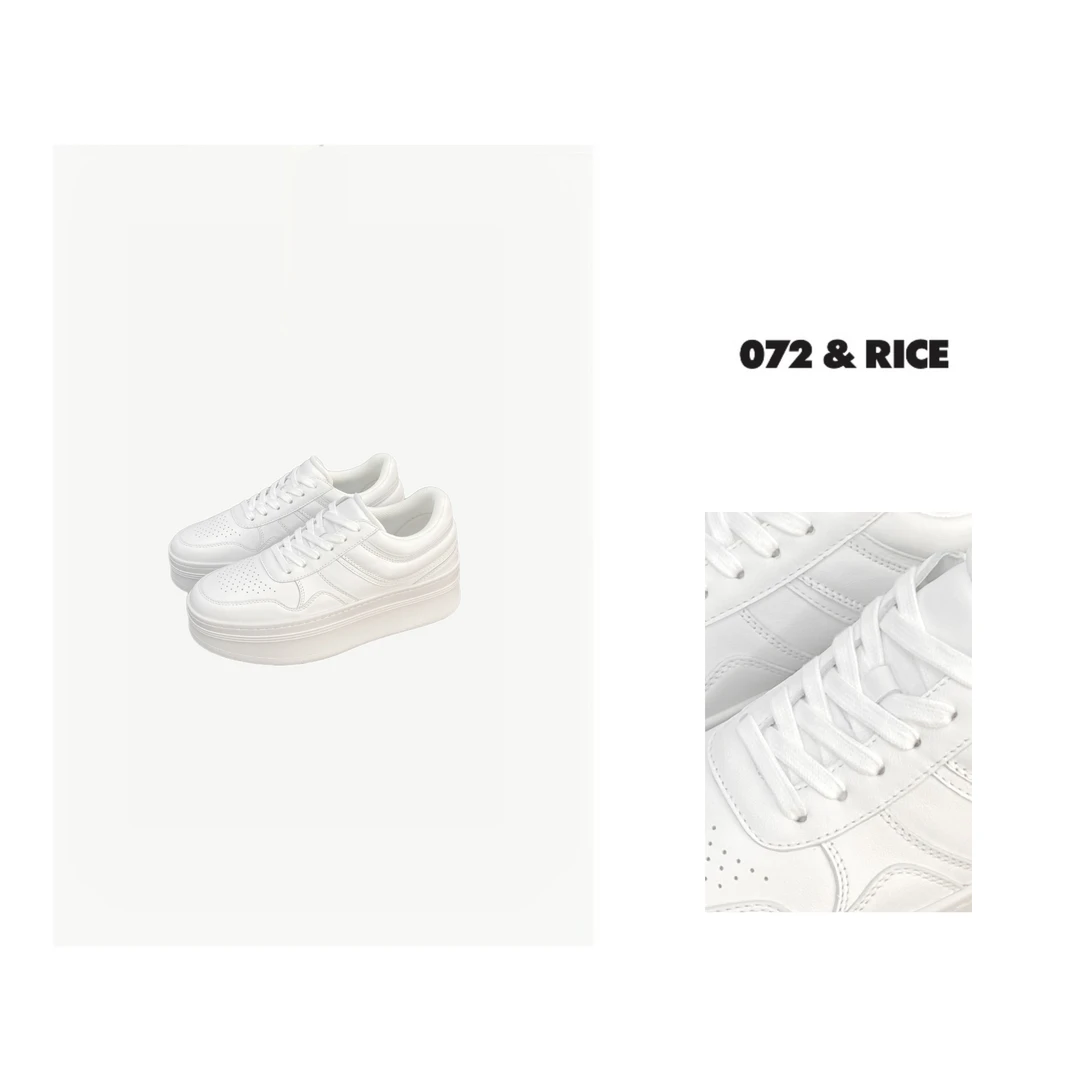 072 & RICE【小白】真皮时尚百搭透气厚底女鞋