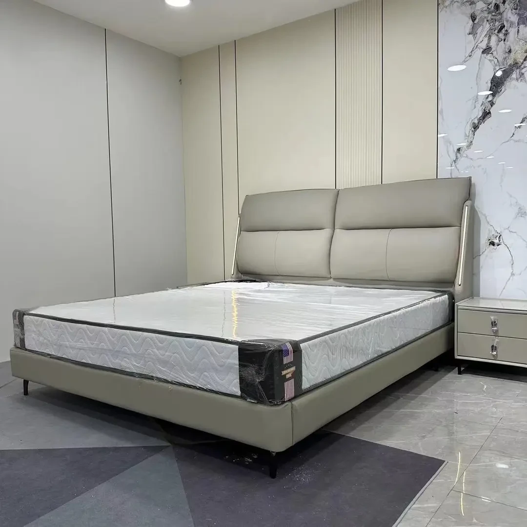 主卧次卧简约轻奢大床主卧室可选高箱皮艺现代意式高端2.2米定制