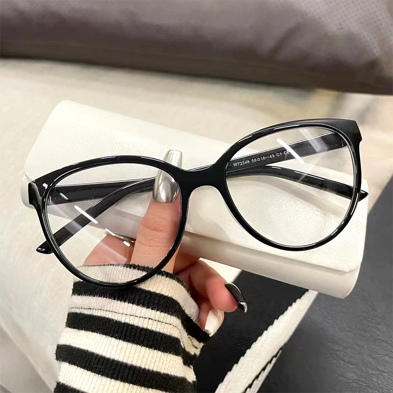 猫眼大框眼镜女复古欧美撞色平光镜可配度数超轻TR90素颜眼镜框潮