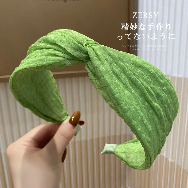 夏季新款小清新发箍女高级感洋气时尚欧根纱交叉宽边头箍发捆发饰