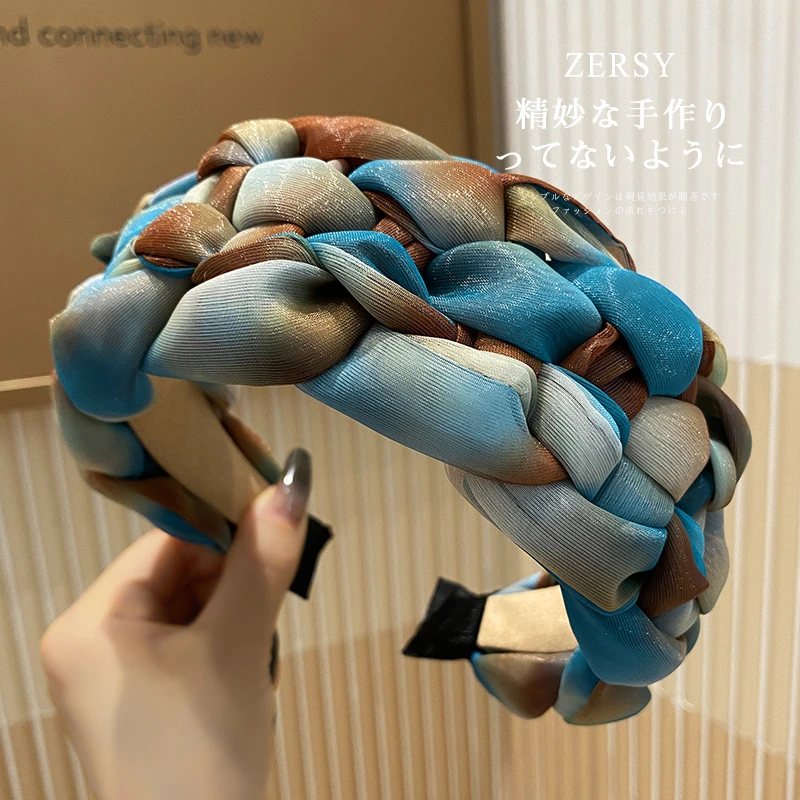 增高颅顶显脸小欧根纱宽边发箍女高级感洋气时尚色彩印染头箍发捆